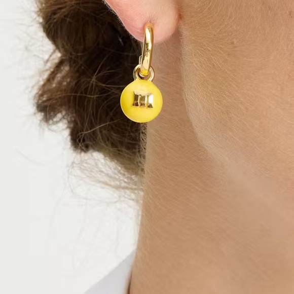 $68 Kate Spade M&M’s Charm Huggies yellow - Picture 2 of 7